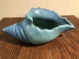 Vintage Van Briggle Pottery Blue Conch Shell Planter/bowl Colorado Springs