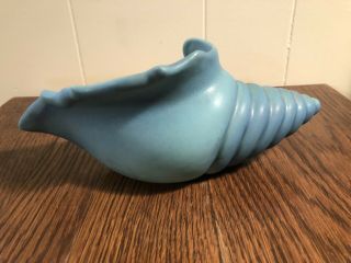 Vintage VAN BRIGGLE Pottery Blue Conch SHELL Planter/Bowl Colorado Springs 2