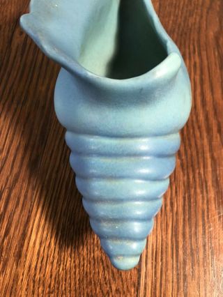 Vintage VAN BRIGGLE Pottery Blue Conch SHELL Planter/Bowl Colorado Springs 3