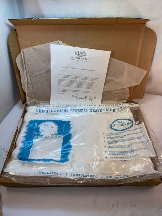 Vtg 1940 - 50’s Genesco Usa Baby Gordon All Season Thermal Crib Blanket Nib