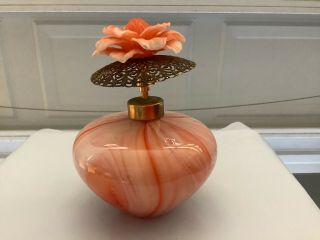 Vintage Avon Perfume Bottle With Ceramic Flower On Top - H5 "
