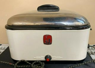 Vintage Nesco White Electric Roaster Oven Cooking W/ Cover & Cord 2