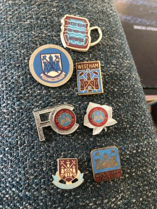 7 X Vintage West Ham Metal Badges
