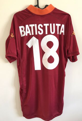 As Roma Football Shirt Kappa Batistuta Large Vintage Retro Italy
