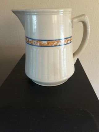 Vintage Red Wing Pottery Gray Line Sponge Band Water/milk Pitcher 6 1/4 " High