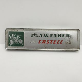 Vintage A.  W.  Faber Castell Drawing Pencils Metal Tin 9000 3h