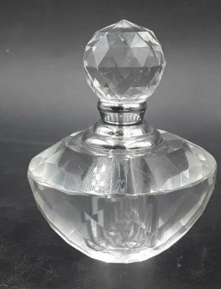 Vintage Oleg Cassini Signed Diamond Cut Crystal Perfume Bottle 2.  5 "