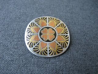 Vintage Signed Reed & Burton Damascene Hearts Flower Pin / Pendant
