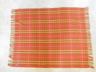 Vintage Pendleton Plaid Wool Throw Blanket Burnt Orange W/fringe Usa