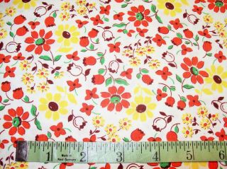 Vintage Feed Sack: Yellow And Orange Floral On A Bright White Background