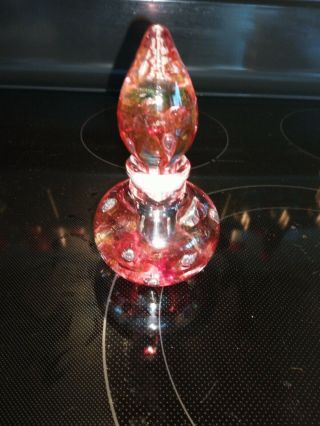 Antique Red Glass Perfume Bottle With Removable Glass Stopper