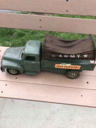 Vintage Buddy L Army Transport Truck W/ Canopy
