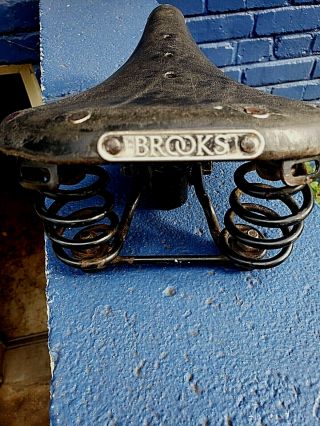 Vintage Brooks Saddle Seat.  Black Leather/springs - Men 