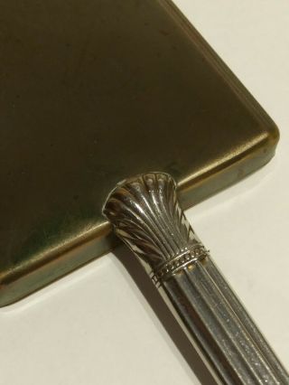 Vintage Hand Held Vanity Mirror Gold and Silver Tone Metal Beveled Mirror 3