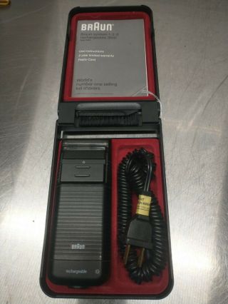 Vintage Braun Electric Shaver Razor 5569 W/ Travel Case Great