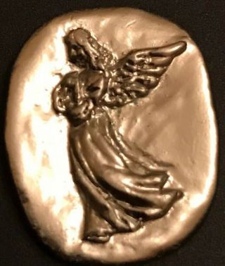 Vintage Religious Healing Angel Silver Tone Pocket Token Medal In Package
