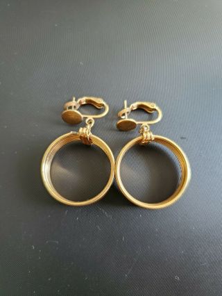 Vintage Sara Coventry Gold Tone Hoop Clip Earrings