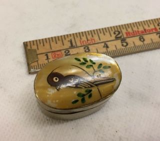 Vintage Brass Metal Pill Box With Lid Antique Collectible