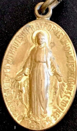 Vintage Catholic Miraculous Mary Gold Tone Charm Pendant Made