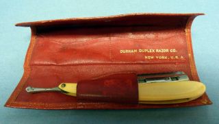 Durham Duplex Razor Co.  Streight Razor Leather Case Antique York Usa