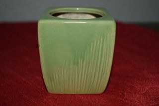 Vtg Art Pottery Hand Crafted Small Planter - Signed Jr - Striped Glaze
