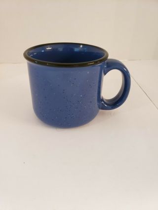 Marlboro Unlimited Coffee Mug Cup Blue Speckled Black Rim Heavyduty Vintage 3