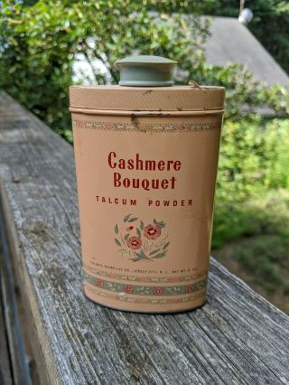 Vintage 1930s Cashmere Bouquet Talcum Powder Tin,  Colgate - Palmolive Co.