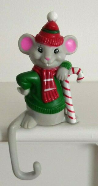 Jsny Mouse Christmas Stocking Holder Hard Plastic Hong Kong Vintage Candy Cane