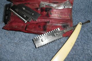 Vintage Durham Duplex Straight Razor Trimmer Blades Leather Case Demonstrator 2
