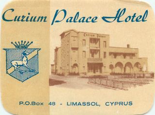 Limassol Cyprus Curium Palace Hotel Vintage Luggage Label
