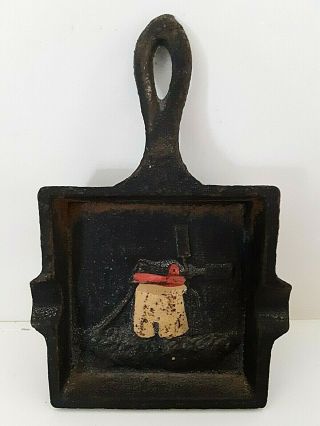Vintage Miniature Cast Iron Griddle Embossed Painted Windmill Ashtray