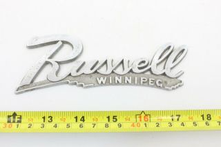 Vintage Russell Winnipeg Metal Auto Dealer Emblem Advertising Car Truck M73