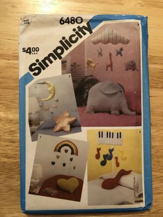 Vintage Simplicity 6480 Sewing Pattern 1984 Mobiles Pillows
