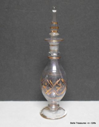 Egyptian Style Vanity Perfume Bottle With Gold Accent Trim