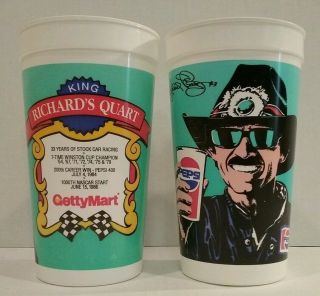 2 Richard Petty Vintage Nascar Getty Mart Pepsi Plastic Cups