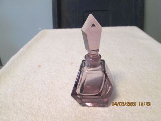 Vintage Fancy Cut Amethyst Purple Glass Perfume Bottle With Stopper