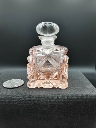 Vintage Heavy Cut Glass Dresser Perfume Bottle