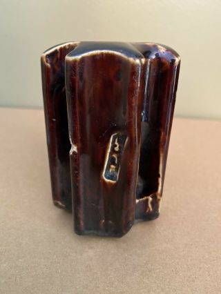 Vintage Small 3.  5 " Ceramic Guy Wire Strain Pole Support Insulator Brown