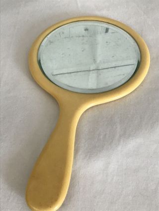 Vintage Butterscotch Bakelite Beveled Glass Hand Mirror