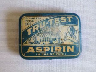 Vintage Tru - Test Aspirin Medicine Tin Sample Size Parke Davis 10 Cents Price