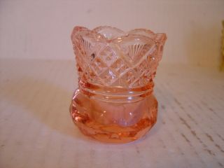 Vintage Westmoreland Peach Glass Fan And Diamond Pressed Glass Toothpick Holder