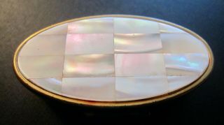 Vintage Mother Of Pearl Max Factor Lipstick Compact W/mirror - Made In England