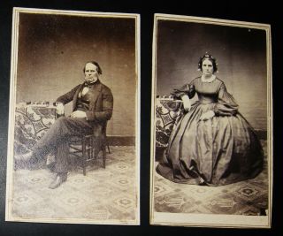 2 Antique Civil War Era Cdv Photos Of An Affluent Looking Couple Friendship Ny