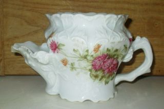 Antique Porcelain Scuttle Style Shaving Mug With Flowers Decorating