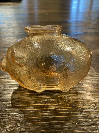Vintage Anchor Hocking Marigold Carnival Glass Small Piggy Coin Bank