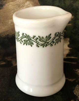 Vintage China Restaurant Ware Individual Creamer White w/ “Green Leaves” 3