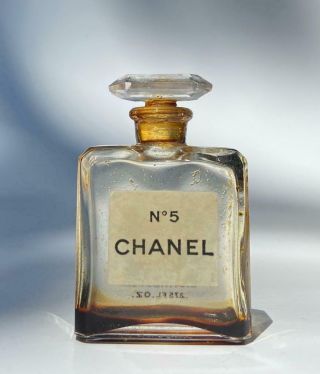 Vintage Coco Chanel No.  5 French Art Glass Empty Miniature Perfume Bottle Flacon