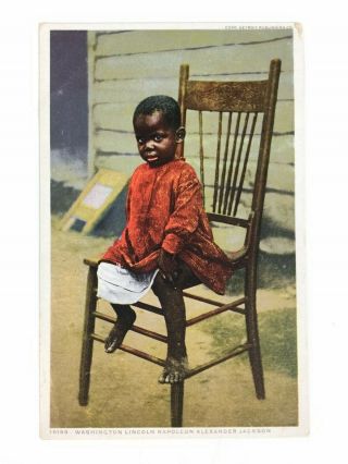 Vintage Postcard Black Americana African American Child On Chair