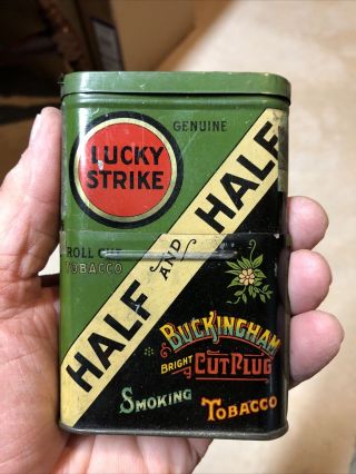 Vintage Lucky Strike Half Half Buckingham Tobacco Tin Can Pipe Cigarette Va
