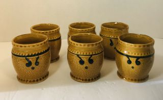 Vintage Angry Faced Egg Cups Hand Painted With Angry Eyes Gold